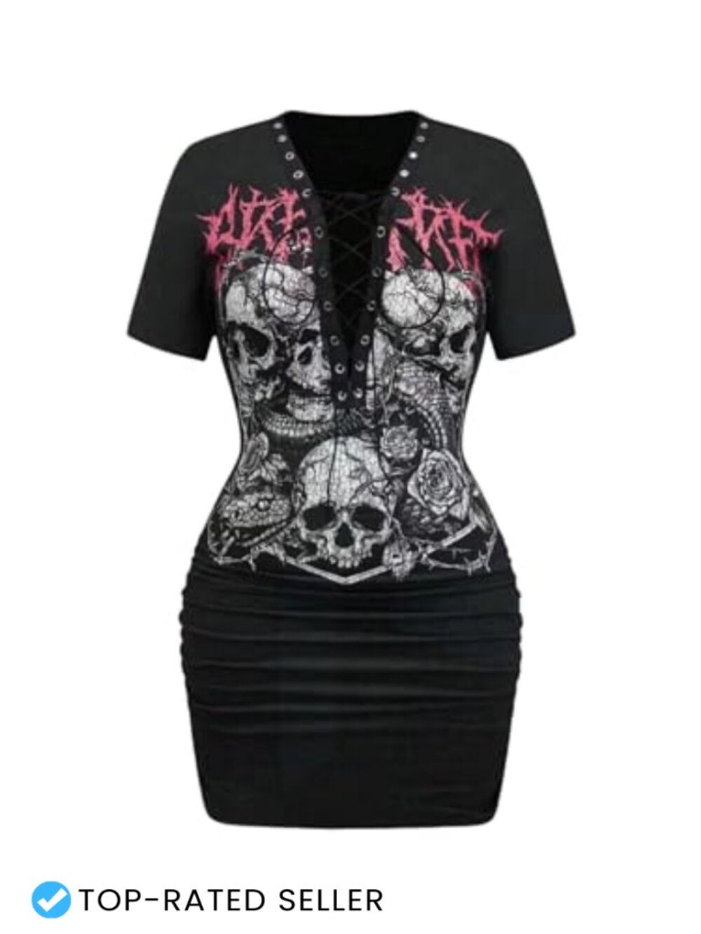 Women's Y2k Gothic Lace Up Bodycon Mini Dress Punk Party